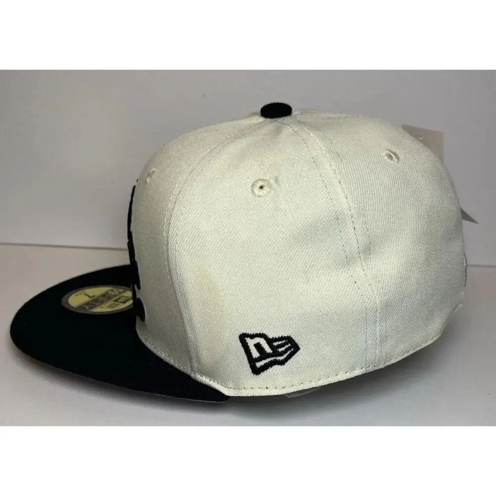 New Era 59FIFTY Los Angeles Dodgers Sugar Skull Fitted Hat Size 7 Off-White/Blac